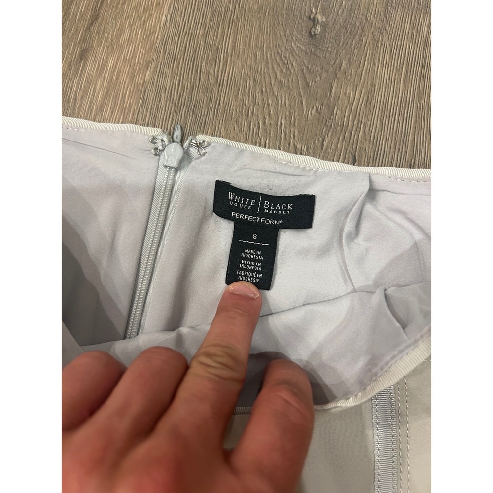 White House Black Market Perfect Form Cream Ribbon Trim Pencil‎ Skirt Size 8 - Picture 6 of 10